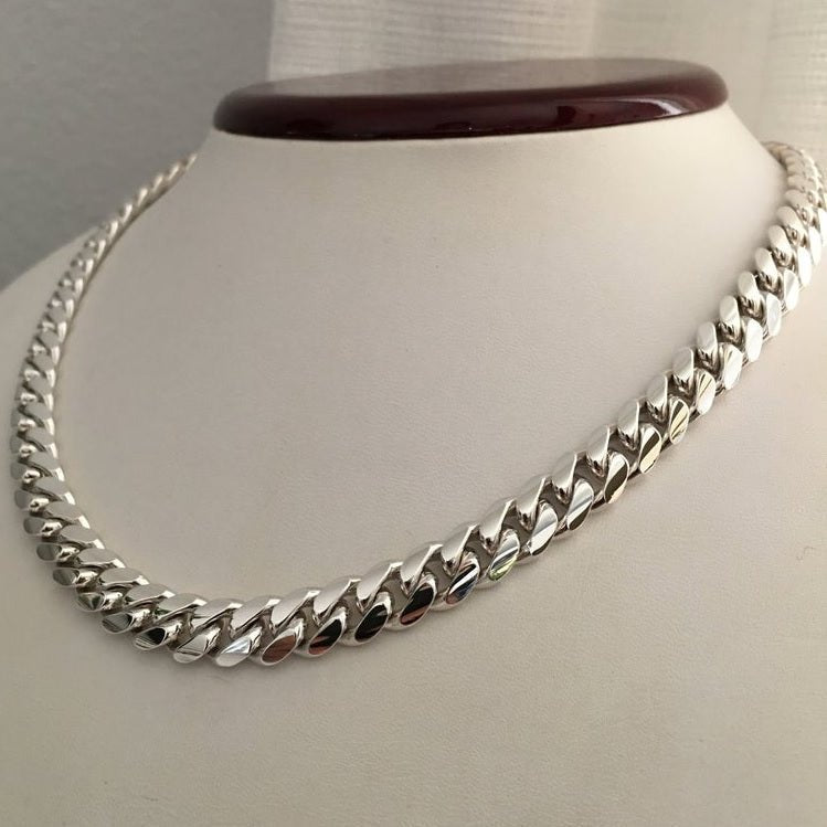 Cadena Cubana de Plata ley 999 9mm 55cm - nativosjewelry