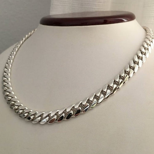 Cadena Cubana de Plata ley 999 9mm 55cm - nativosjewelry