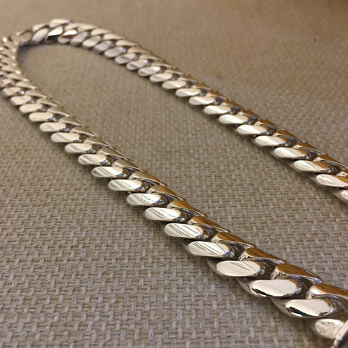 Cadena Cubana de Plata ley 999 Solida 13mm 370gr - nativosjewelry