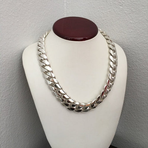 Cadena Cubana de Plata ley 999 Solida 13mm 370gr - nativosjewelry