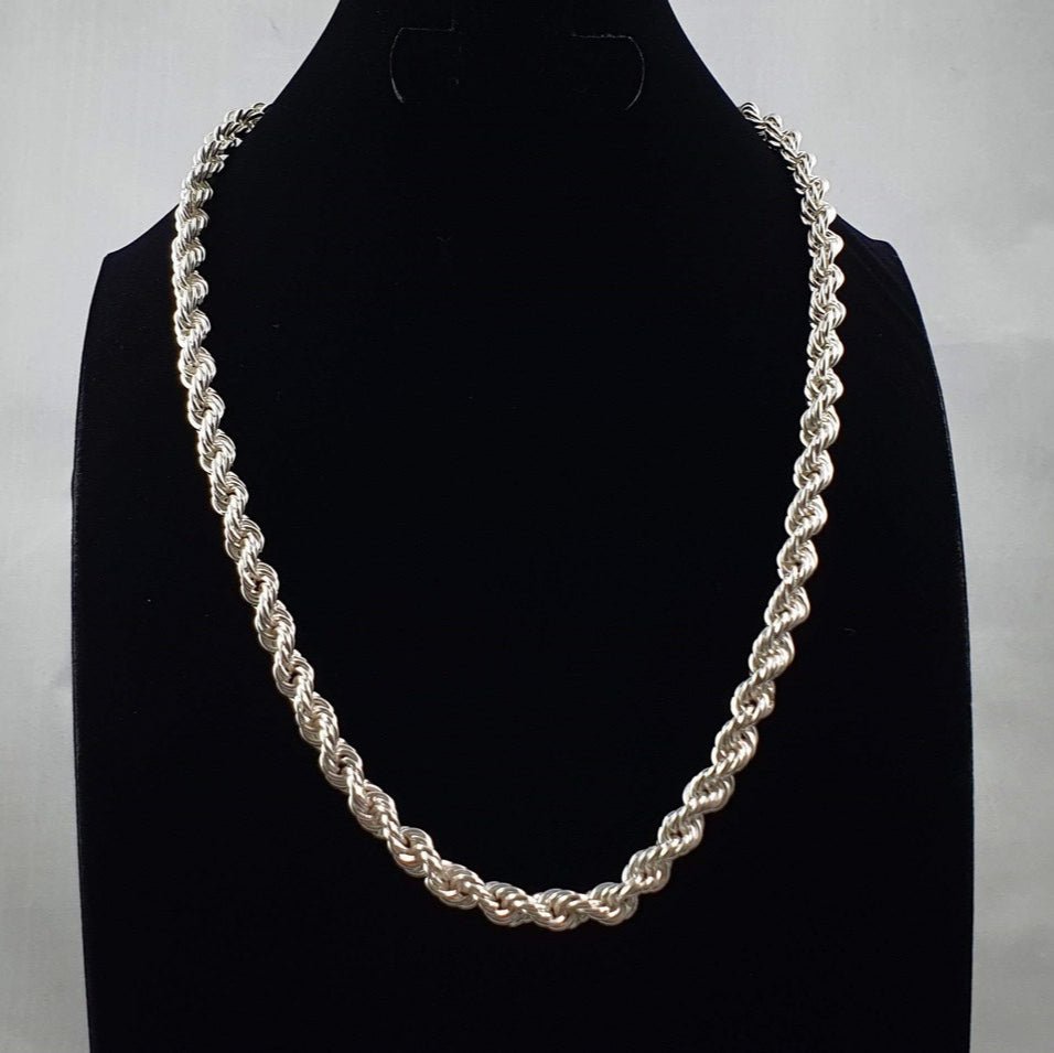 Cadena de Plata ley 950 modelo Rope 8mm 100gr - nativosjewelry