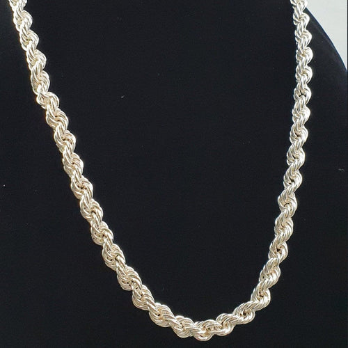 Cadena de Plata ley 950 modelo Rope 8mm 100gr - nativosjewelry