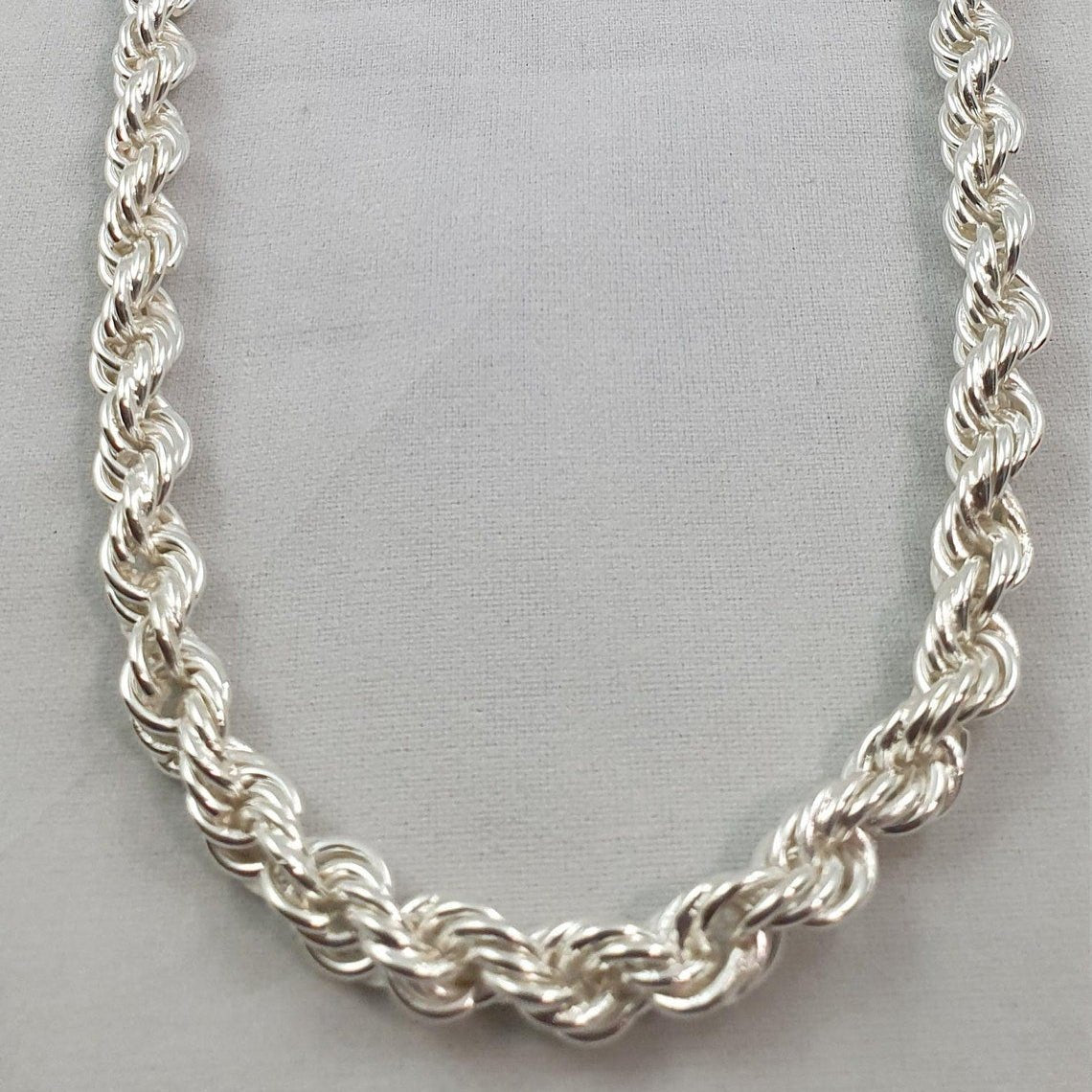 Cadena de Plata ley 950 modelo Rope 8mm 100gr - nativosjewelry