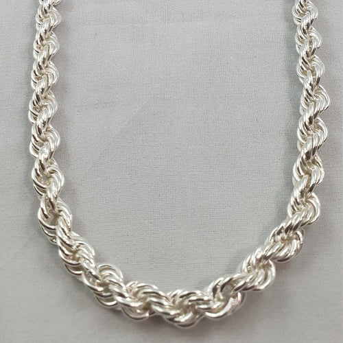 Cadena de Plata ley 950 modelo Rope 8mm 100gr - nativosjewelry