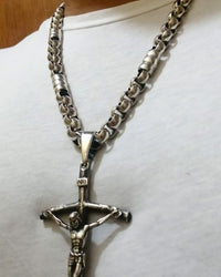 Thumbnail for Cadena Rolo y Crucifijo de Plata ley 950 Grueso y Macizo - nativosjewelry