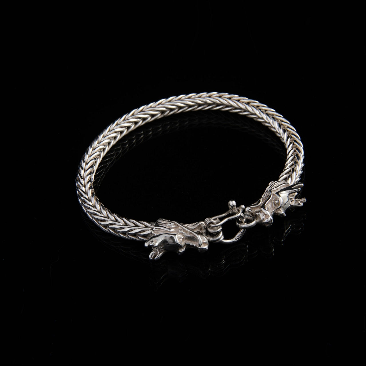 Dragón Dual Poder 21cm — Silver Bracelet 950 - nativosjewelry