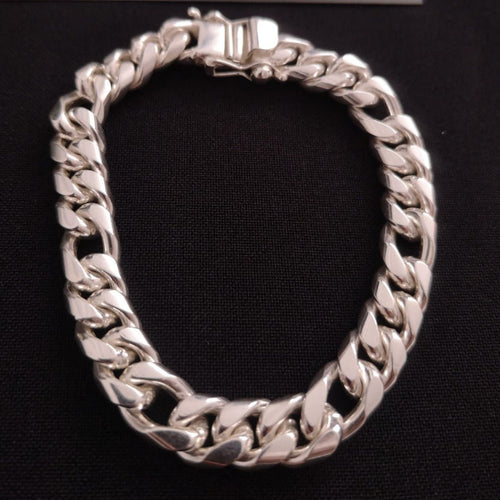 Fígaro Fortaleza 9mm — Silver Bracelet 950 (21cm) - nativosjewelry