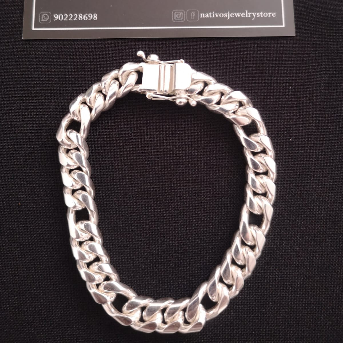 Fígaro Fortaleza 9mm — Silver Bracelet 950 (21cm) - nativosjewelry