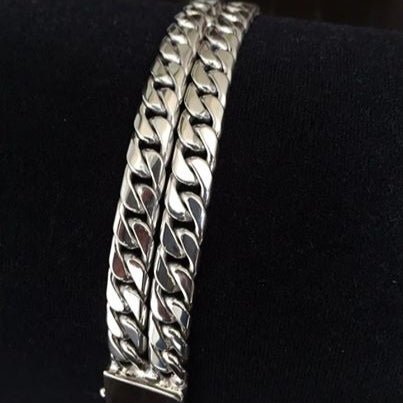 Lomo Doble Titan 20mm — Silver Bracelet 950 (21cm) - nativosjewelry