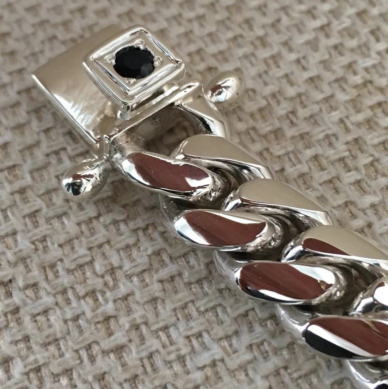 Miami Classic 10mm — Ónix Silver Cuban Bracelet 999 (21cm) - nativosjewelry