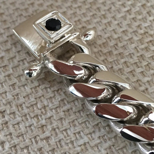 Miami Classic 10mm — Ónix Silver Cuban Bracelet 999 (21cm) - nativosjewelry
