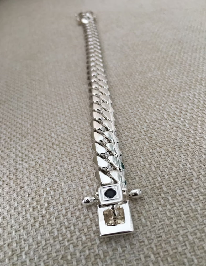 Miami Classic 10mm — Ónix Silver Cuban Bracelet 999 (21cm) - nativosjewelry