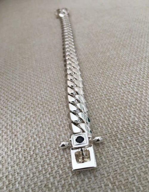 Miami Classic 10mm — Ónix Silver Cuban Bracelet 999 (21cm) - nativosjewelry