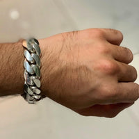 Thumbnail for Miami Dominio 17mm — Silver Cuban Bracelet 950 (22cm / 8”) - nativosjewelry