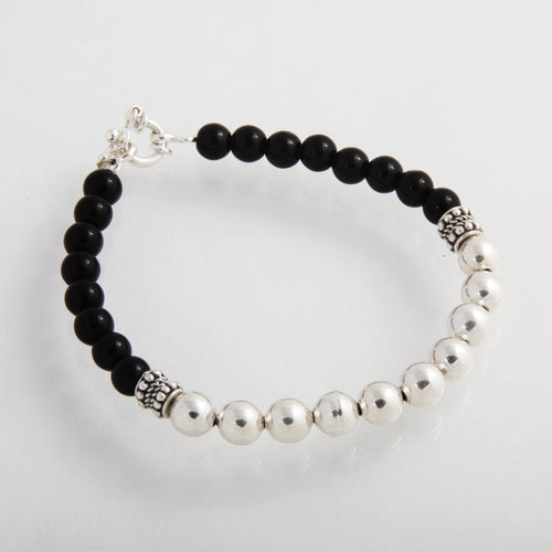 Ónix Fortaleza — Onyx Beaded Bracelet with Silver 950 - nativosjewelry