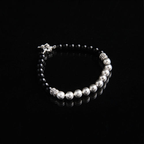 Ónix Fortaleza — Onyx Beaded Bracelet with Silver 950 - nativosjewelry