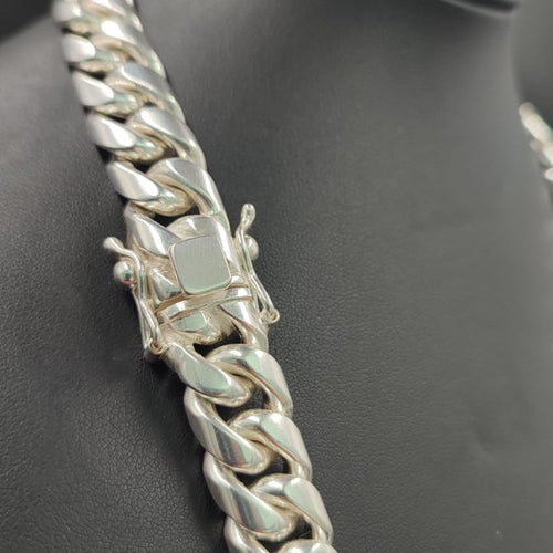 Cadena Miami Cuban 14mm Plata ley 999 - nativosjewelry