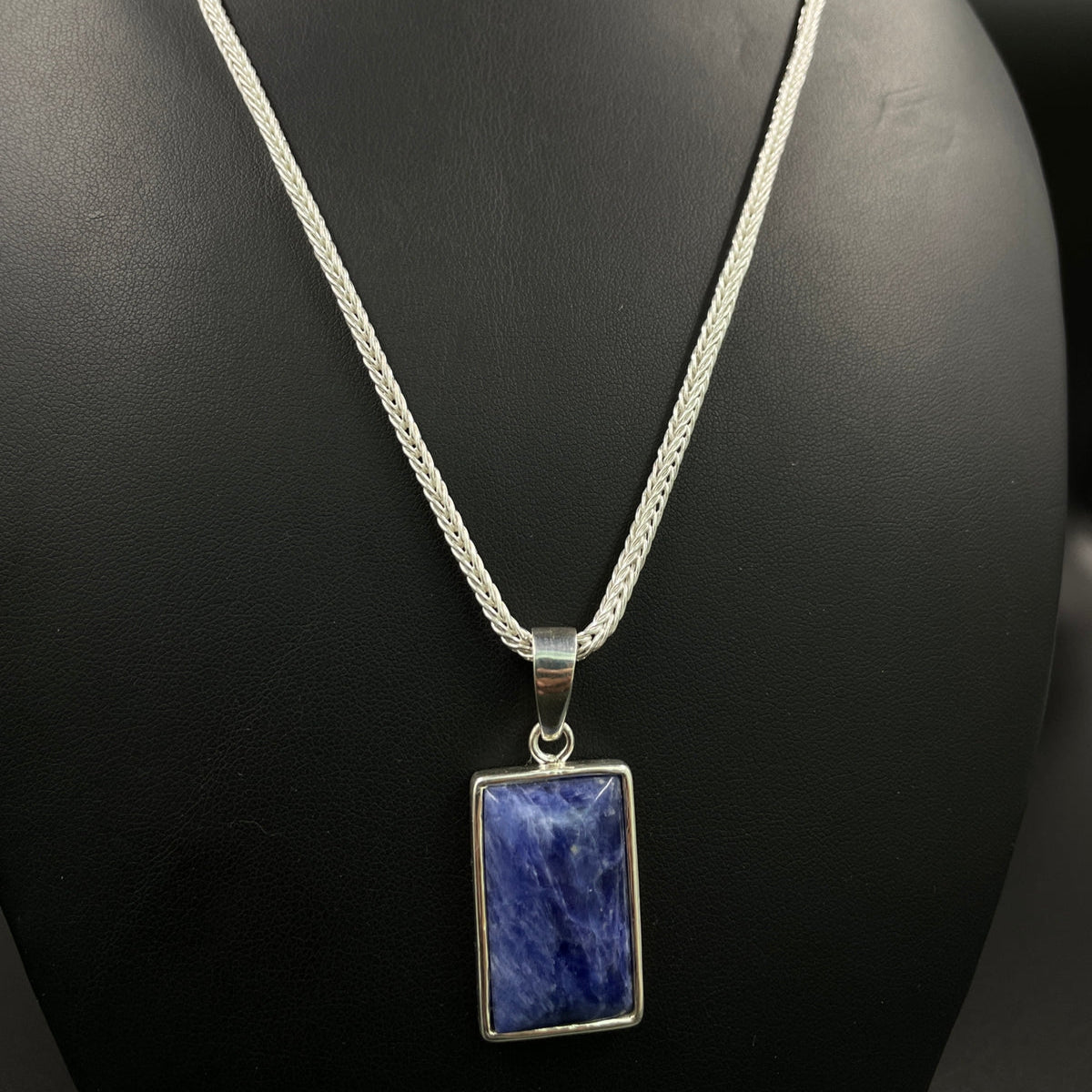 Collar Espiga con Piedra Azurita Natural de Plata ley 950 - nativosjewelry