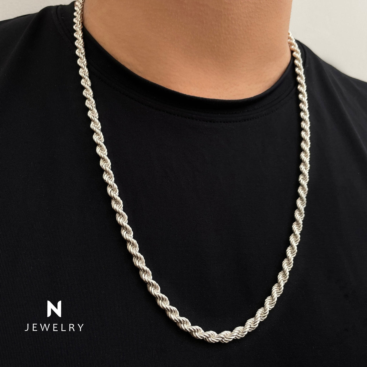 Cadena de Plata ley 950 modelo Rope - nativosjewelry