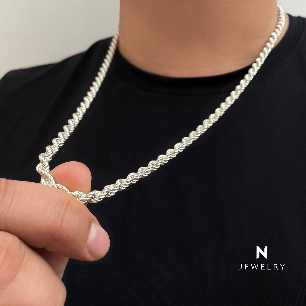Cadena de Plata ley 950 modelo Rope - nativosjewelry